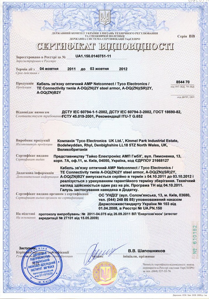 Система сертификации и сертификат УкрСЕПРО